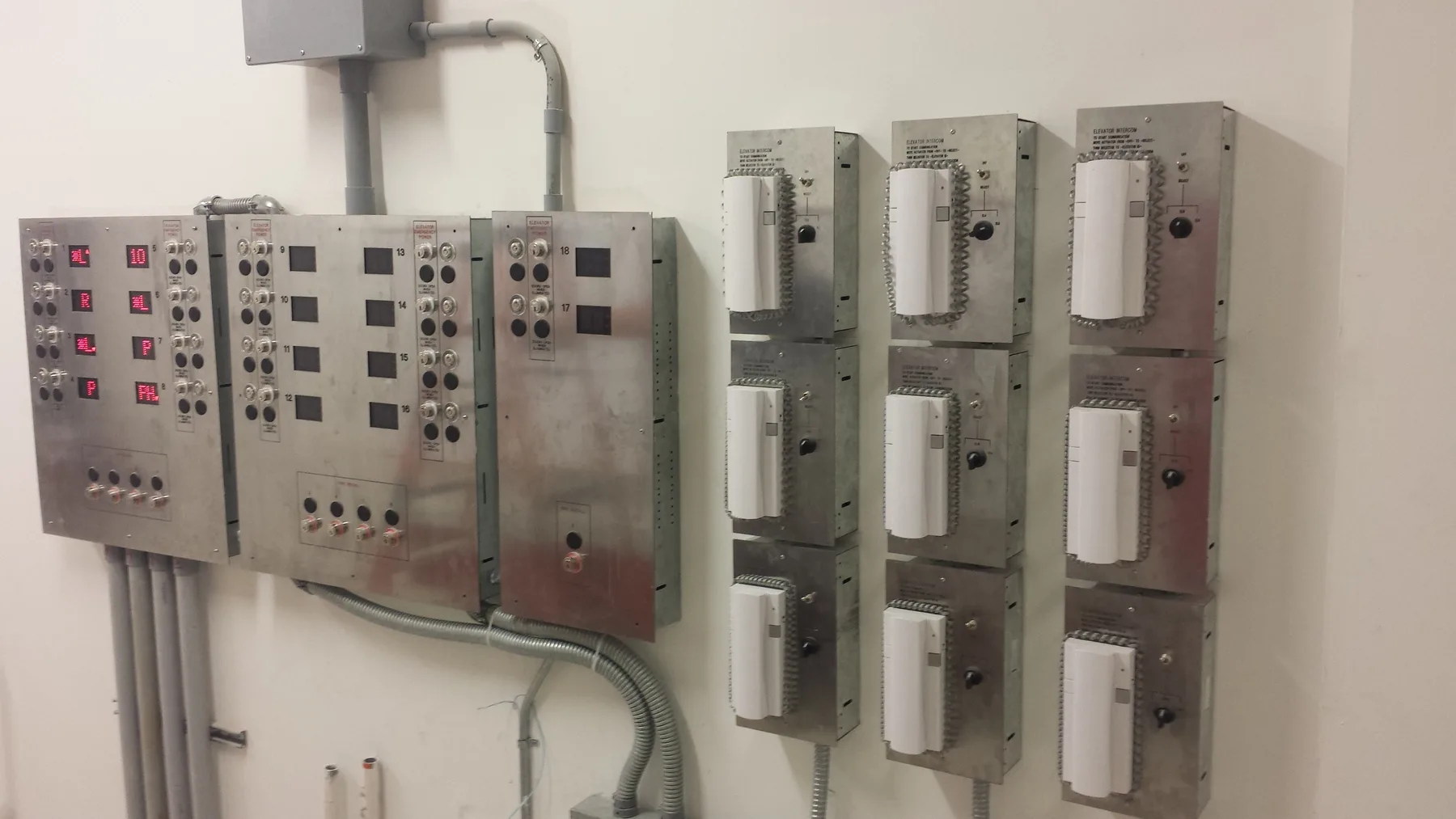 Wall-mounted electrical control boxes and panels